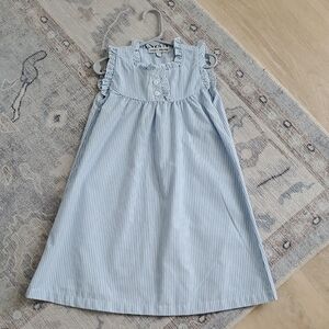 Sweet Dreams Girls Blue Striped Nightgown Pajamas Morning Dress Sz4